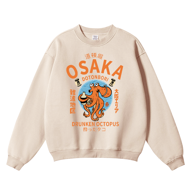 Osaka Drunken Octopus Vintage Cotton Blend Crewneck Sweatshirt