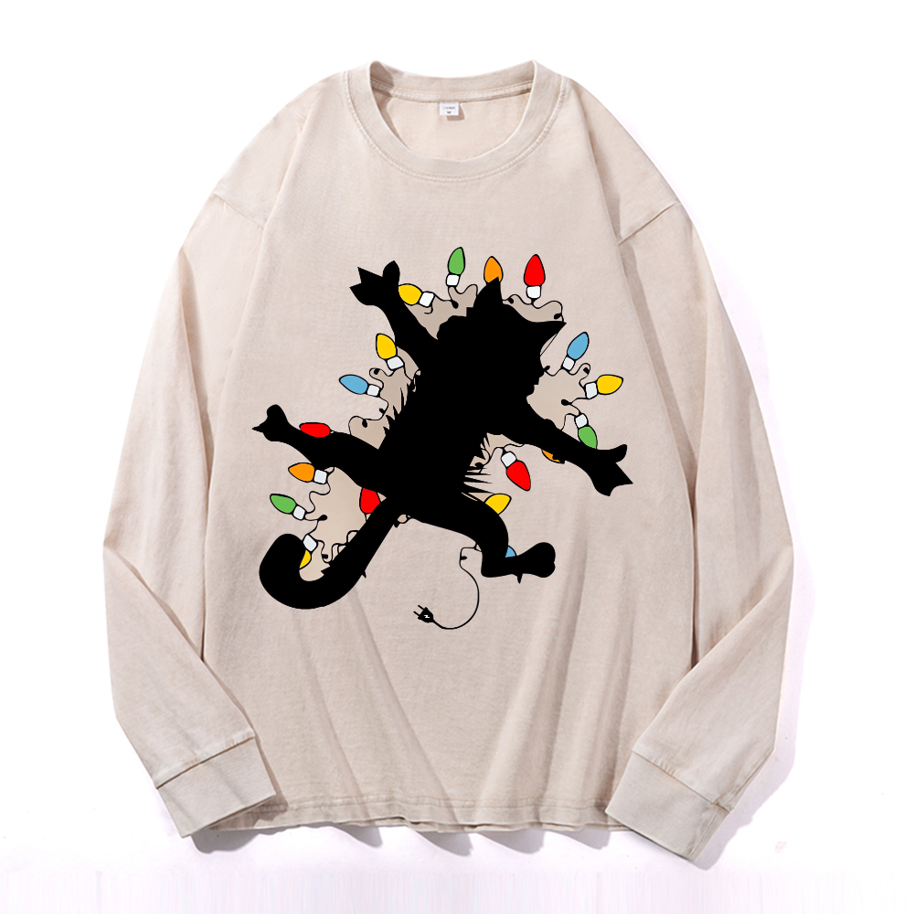 Vintage Cotton Wash Crewneck Long-Sleeve T-Shirt