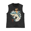 Shark And Cat Pure Cotton Wash-Dyed Sleeveless Tank Top