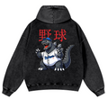 Kaiju Baseball Vintage Washed Cotton Back Art Hoodie