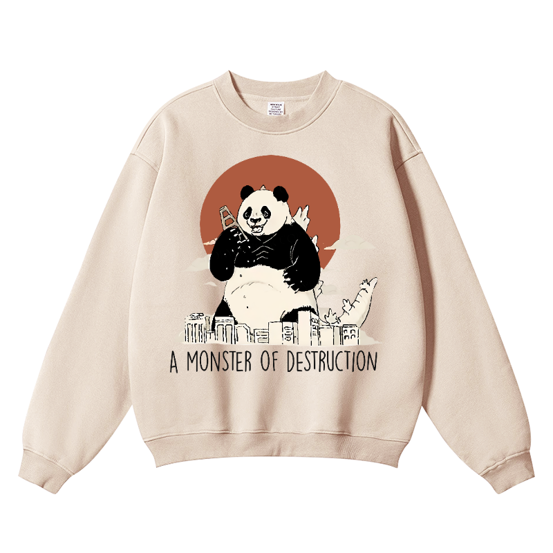 Panda Kaiju Vintage Cotton Blend Crewneck Sweatshirt
