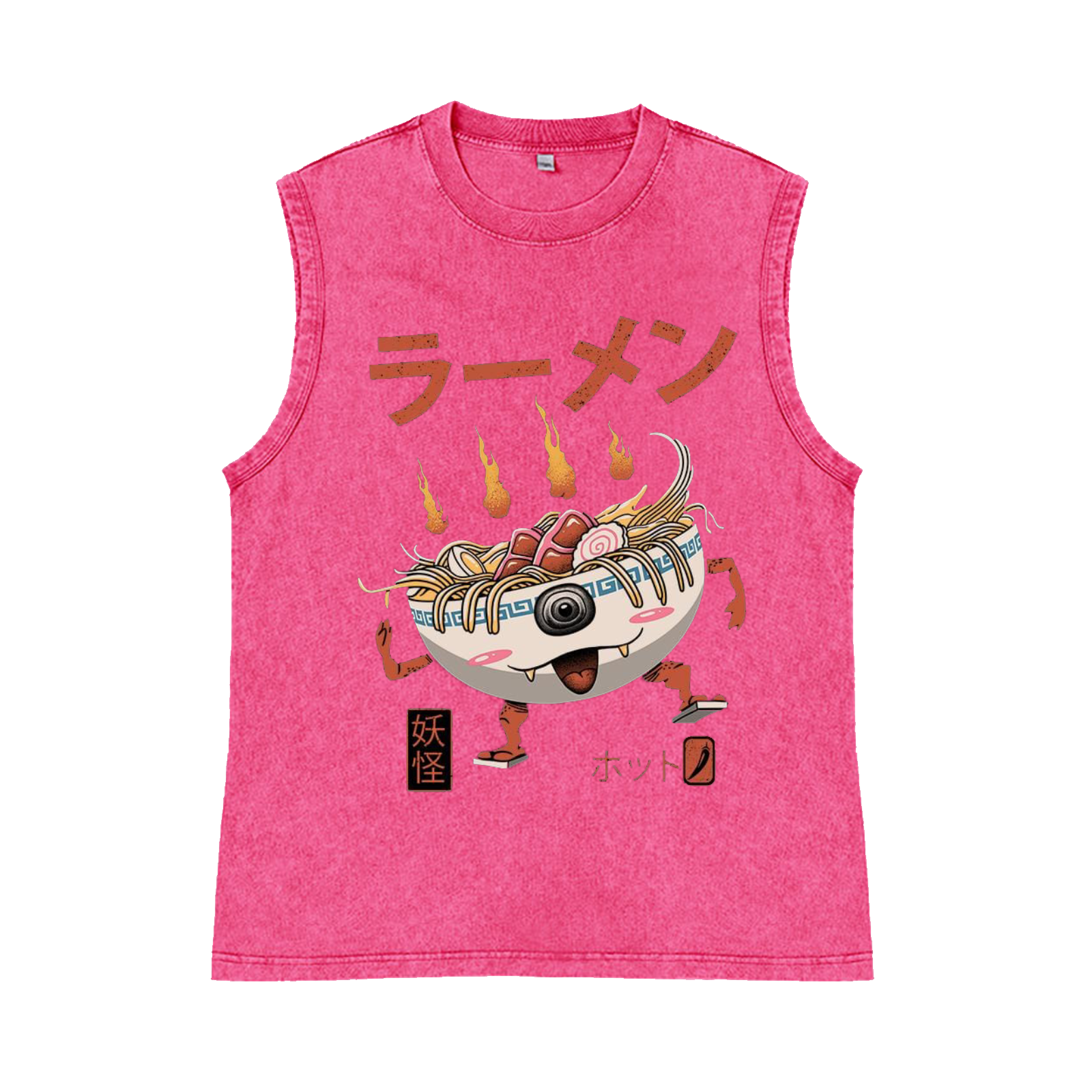 Ramen Monster Pure Cotton Wash-Dyed Sleeveless Tank Top