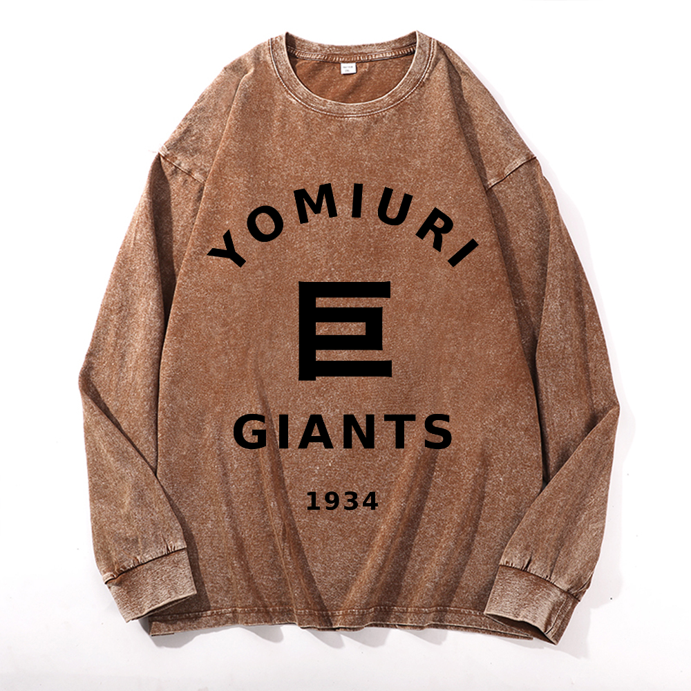 Vintage Cotton Wash Crewneck Long-Sleeve T-Shirt