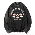 Teru Doll Dog Sunny Pup Vintage Cotton Wash Crewneck Long-Sleeve T-Shirt