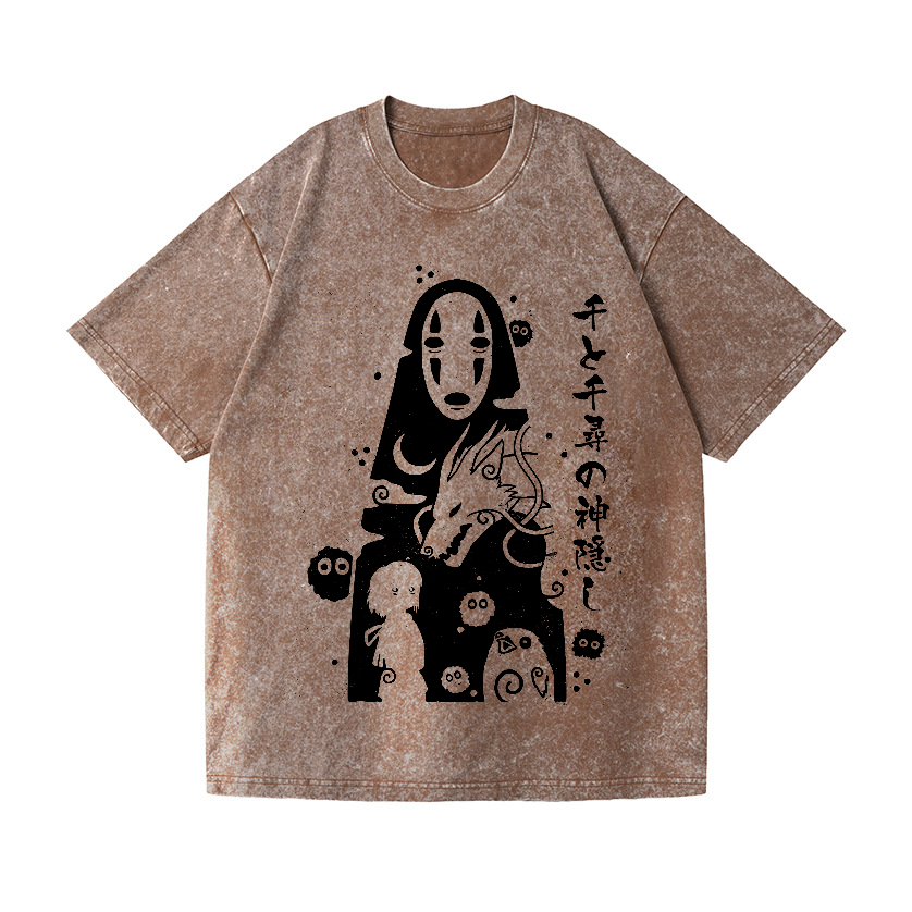 Ghibli Spirit Away No Face Kaonashi Vintage Wash Japanese Design T-Shirt