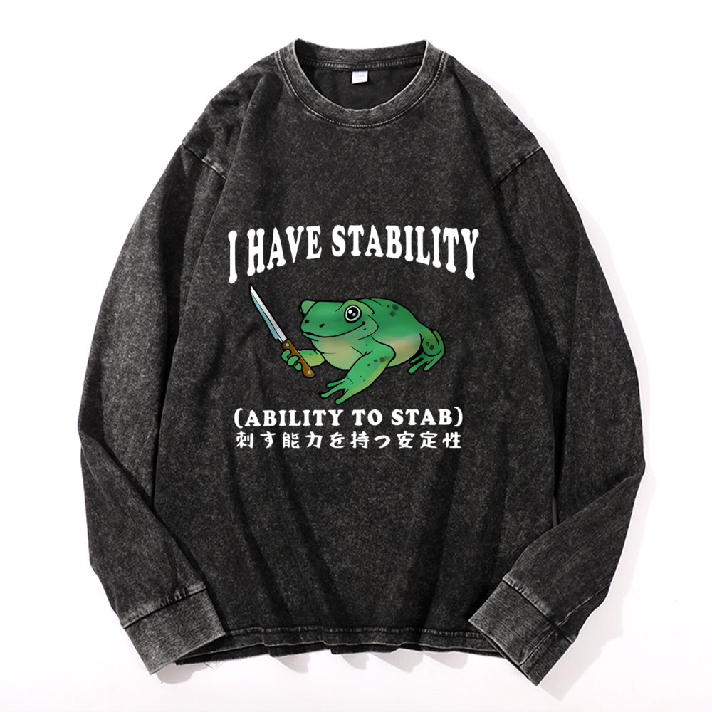 Vintage Cotton Wash Crewneck Long-Sleeve T-Shirt