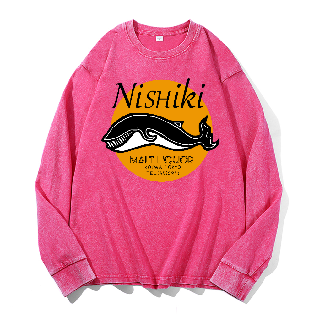 Nishiki Vintage Cotton Wash Crewneck Long-Sleeve T-Shirt