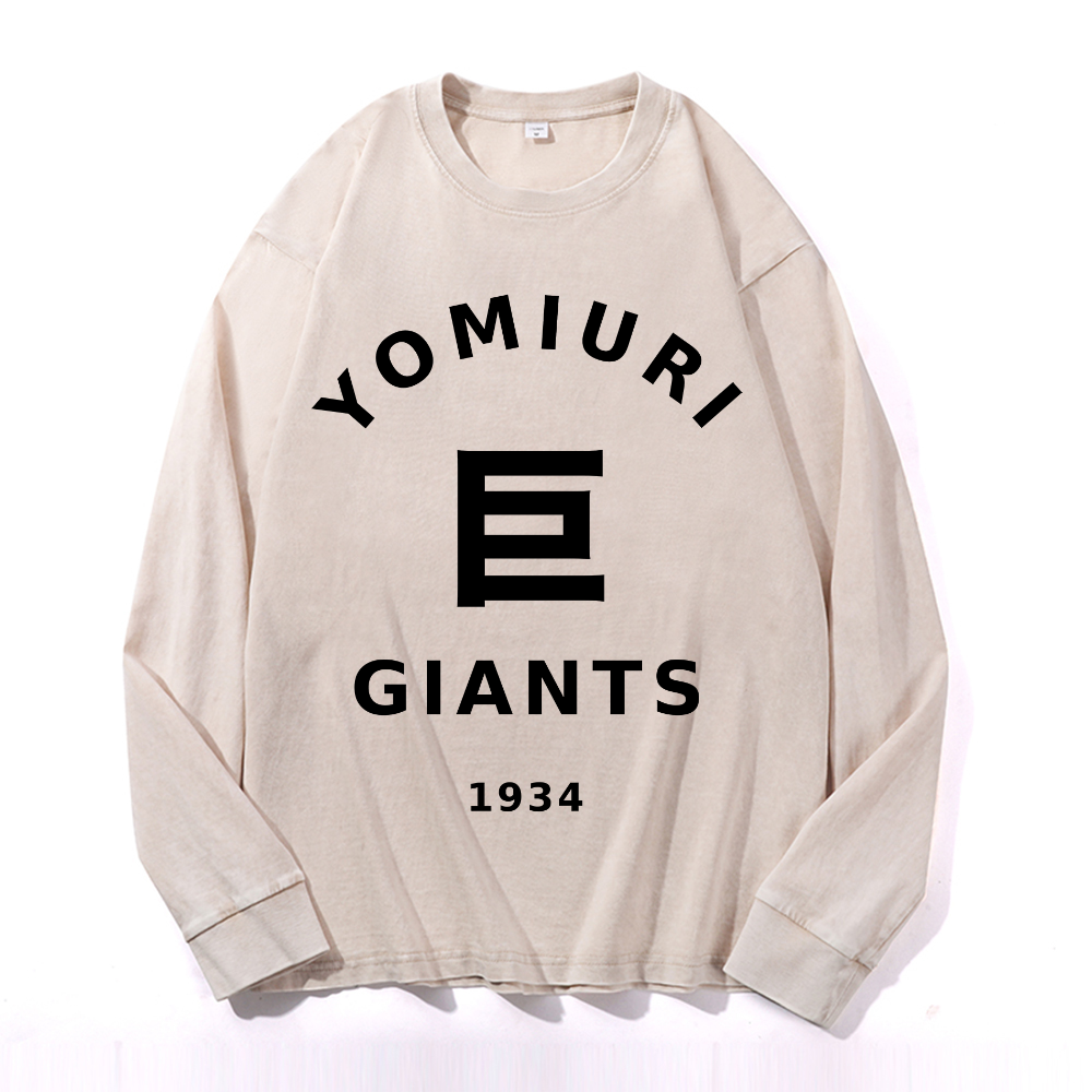 Vintage Cotton Wash Crewneck Long-Sleeve T-Shirt