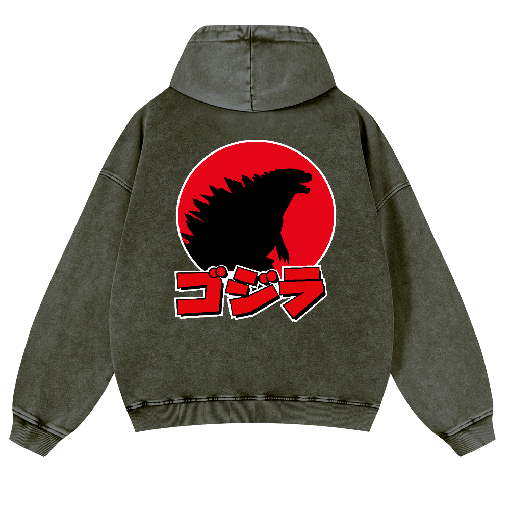 Kaiju Vintage Washed Cotton Back Art Hoodie