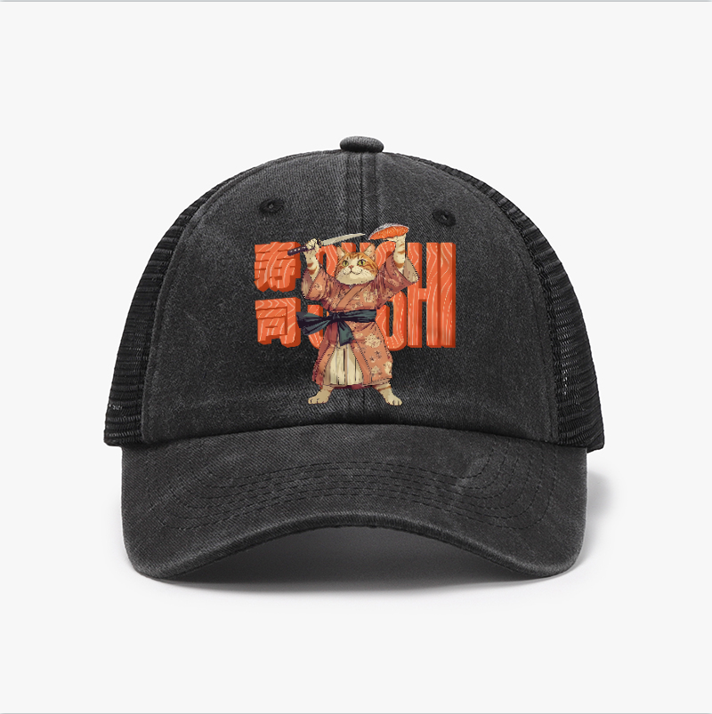 Sushi Cat Vintage Cotton Breathable Hat