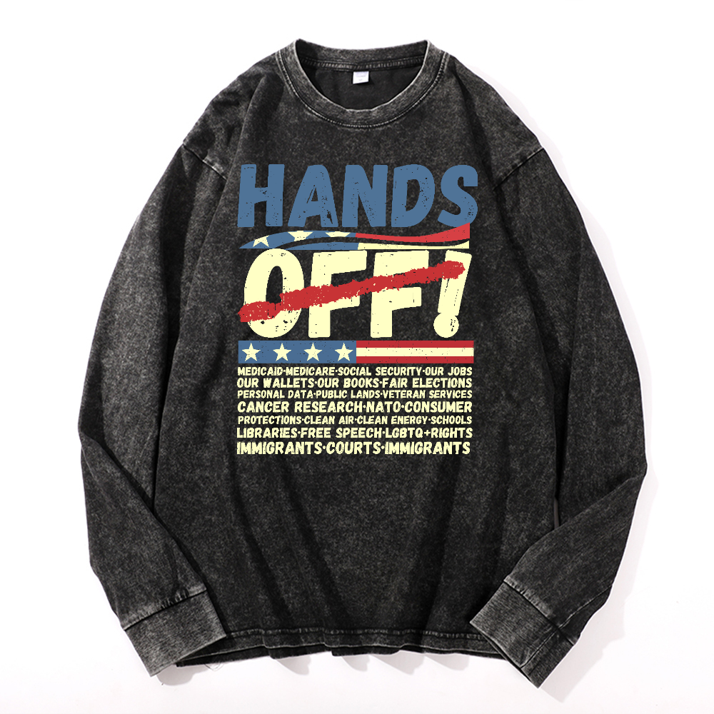 Hands Off... Vintage Cotton Wash Long-sleeve T-shirt