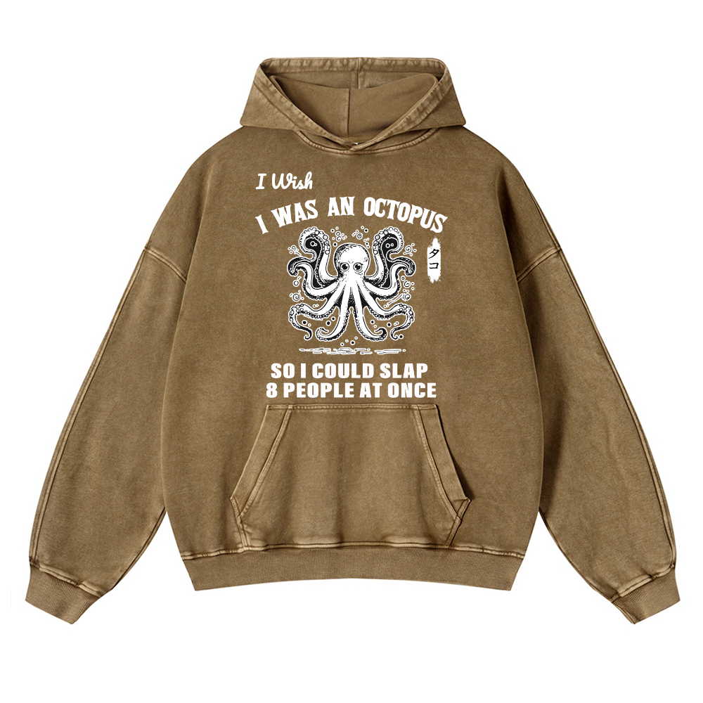 Octopus Vintage Washed Thick Cotton Hoodie