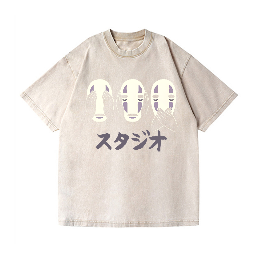 Ghibli No Face Kaonashi Vintage Wash Japanese Design T-Shirt