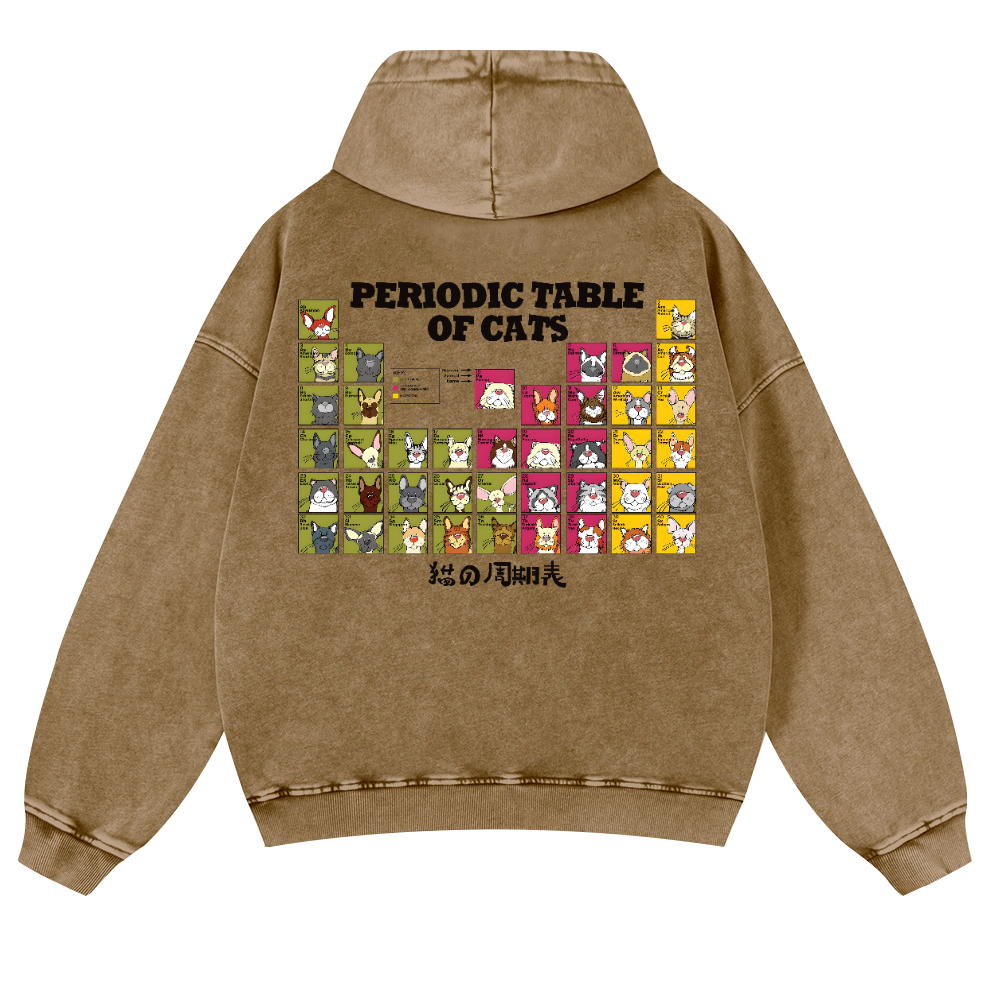 Periodic Table of Cats Vintage Washed Cotton Back Art Hoodie