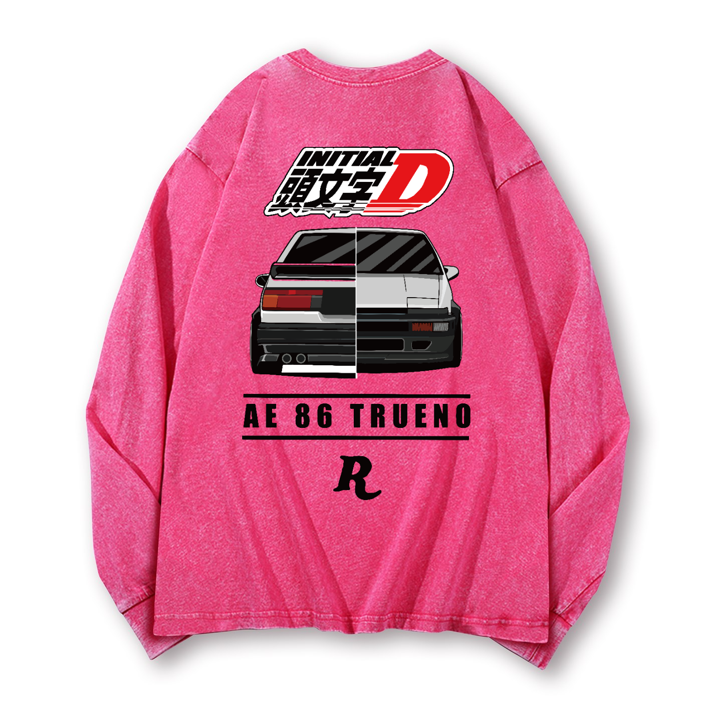 Initial D Vintage Washed Cotton Back Art Long-sleeve T-shirt