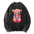 Vintage Cotton Wash Crewneck Long-Sleeve T-Shirt