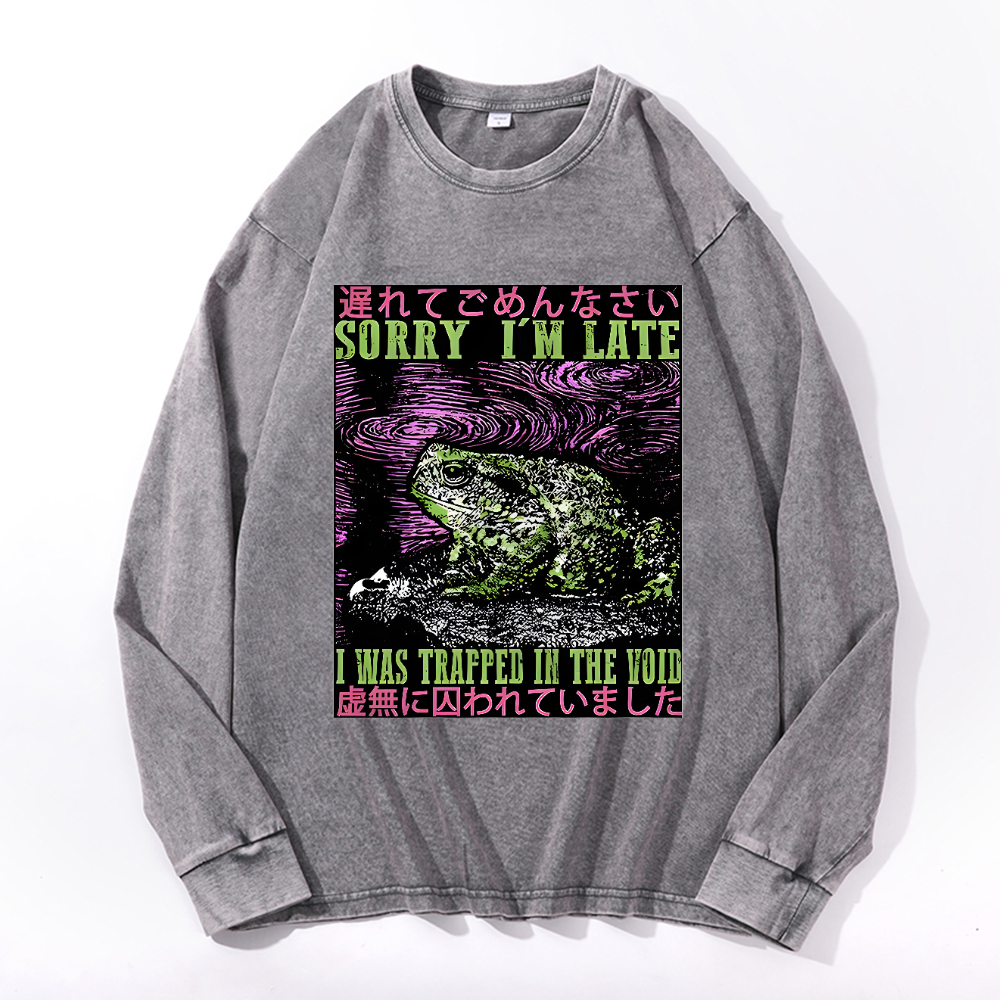 Vintage Cotton Wash Crewneck Long-Sleeve T-Shirt