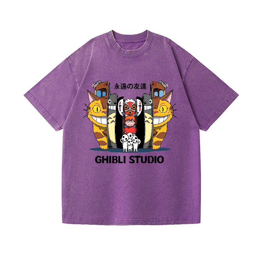 Ghibli Totoro No Face Kaonashi Anime Vintage Wash Japanese Design T-Shirt