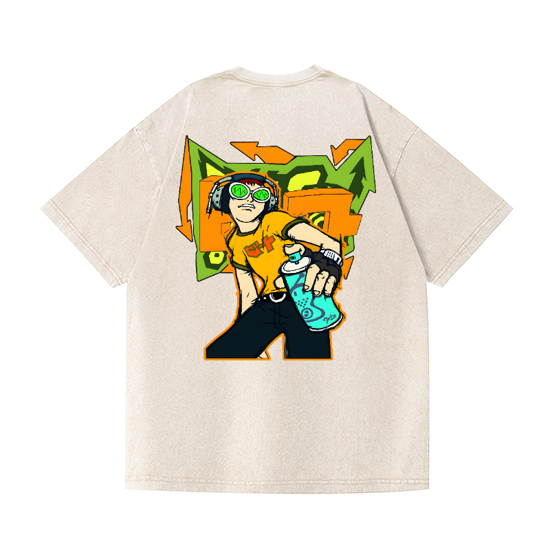 Jet Set Radio Vintage Wash Japanese Design Back Art T-Shirt