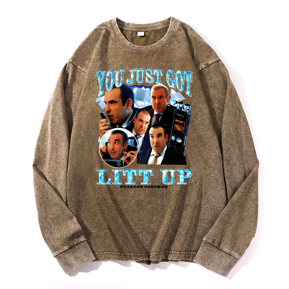 You Just Got Litt Up Vintage Cotton Wash Long-sleeve T-shirt