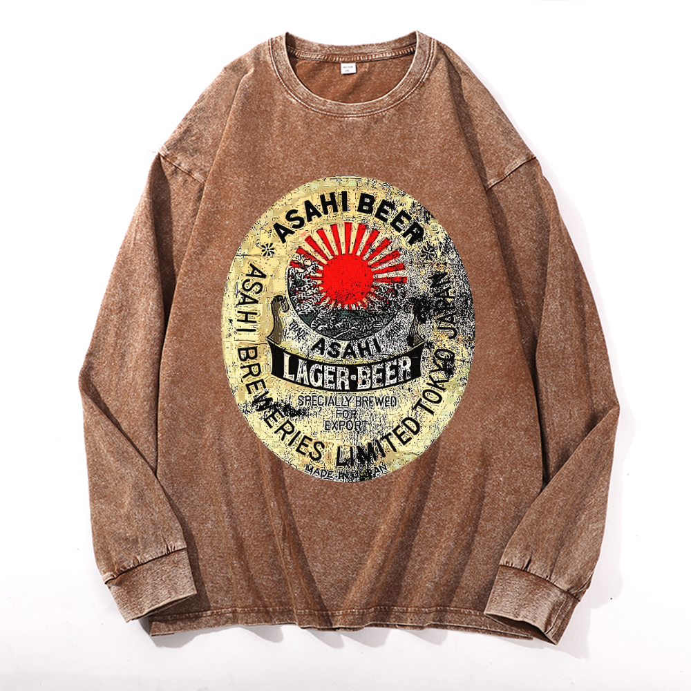Vintage Cotton Wash Crewneck Long-Sleeve T-Shirt