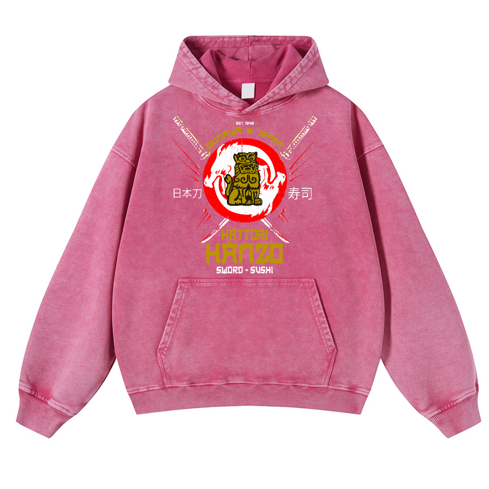 Hattori Hanzo Komainu Vintage Washed Thick Cotton Hoodie