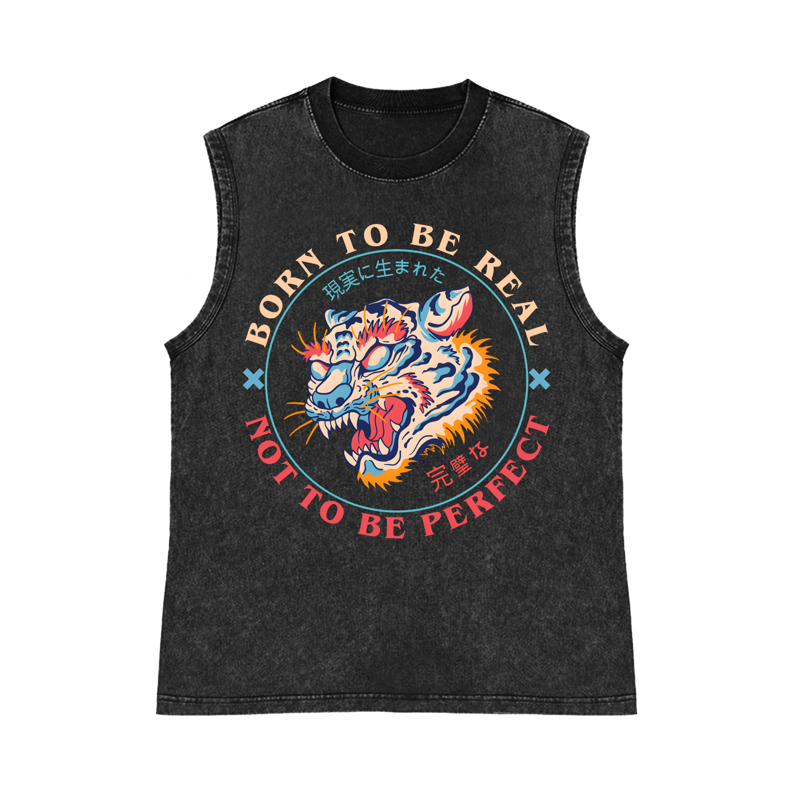 Tiger Pure Cotton Wash-Dyed Sleeveless Tank Top