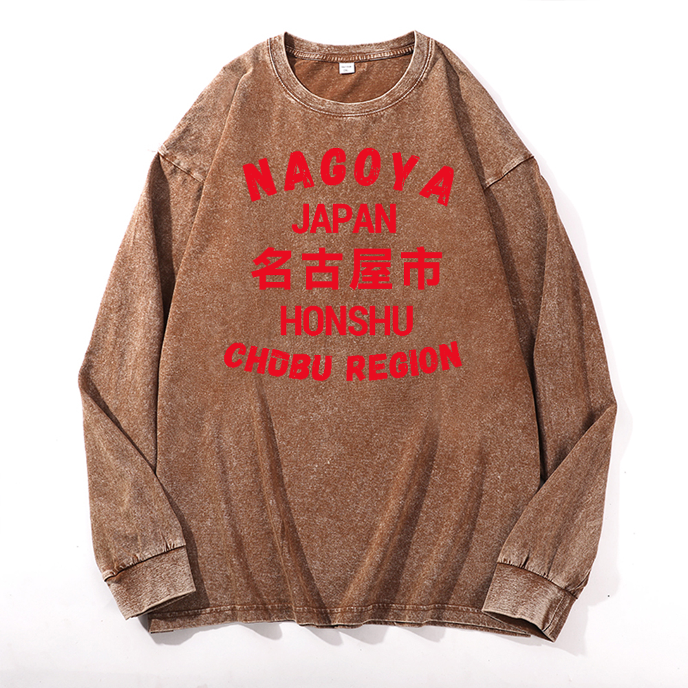Nagoya Vintage Cotton Wash Crewneck Long-Sleeve T-Shirt