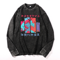 The Great Wave off Kanagawa Vintage Cotton Wash Long-sleeve T-shirt