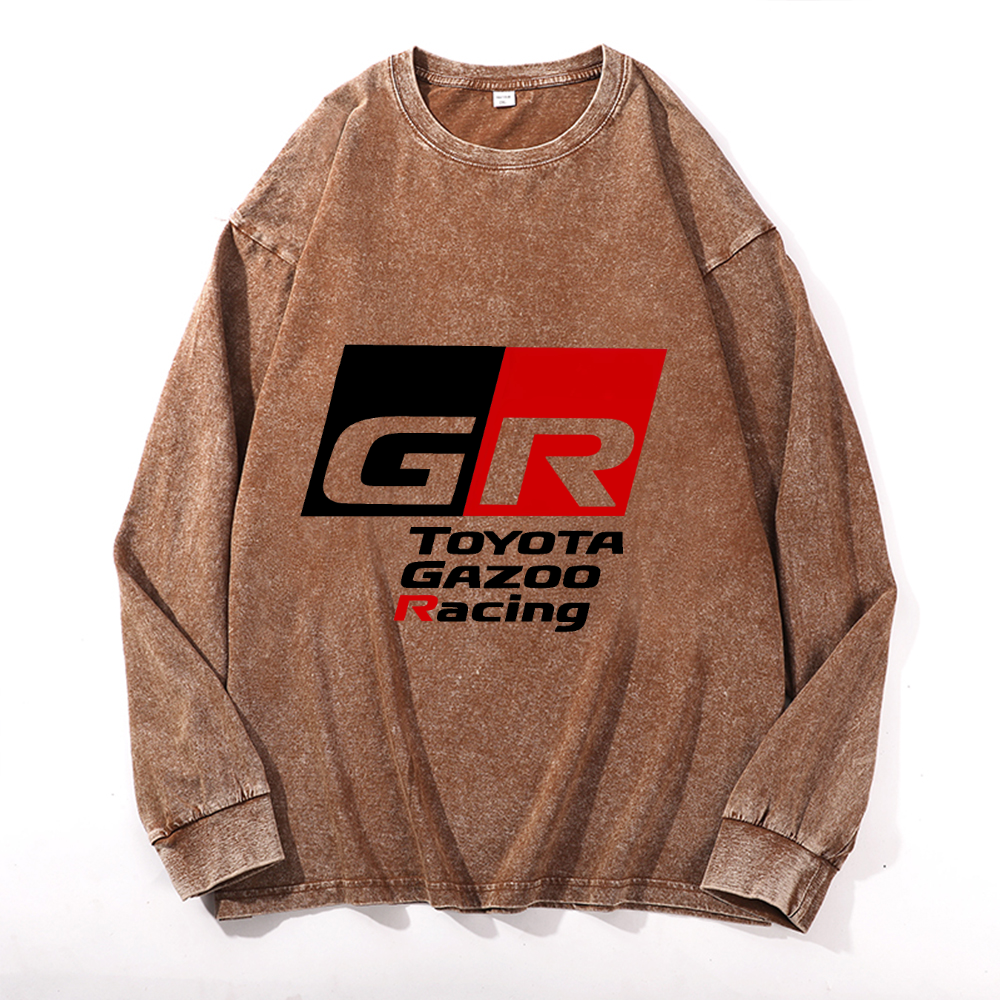 Vintage Cotton Wash Crewneck Long-Sleeve T-Shirt