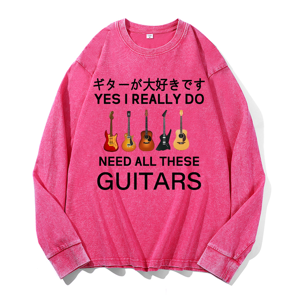 Guitars Vintage Cotton Wash Long-sleeve T-shirt