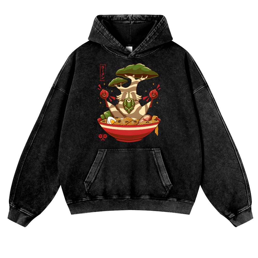 Bonsai Ramen Vintage Washed Thick Cotton Hoodie