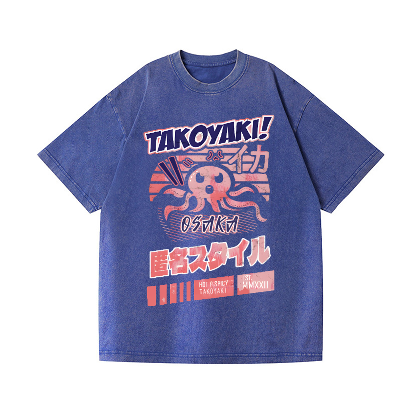Octopus Takoyaki Vintage Wash Japanese Design T-Shirt
