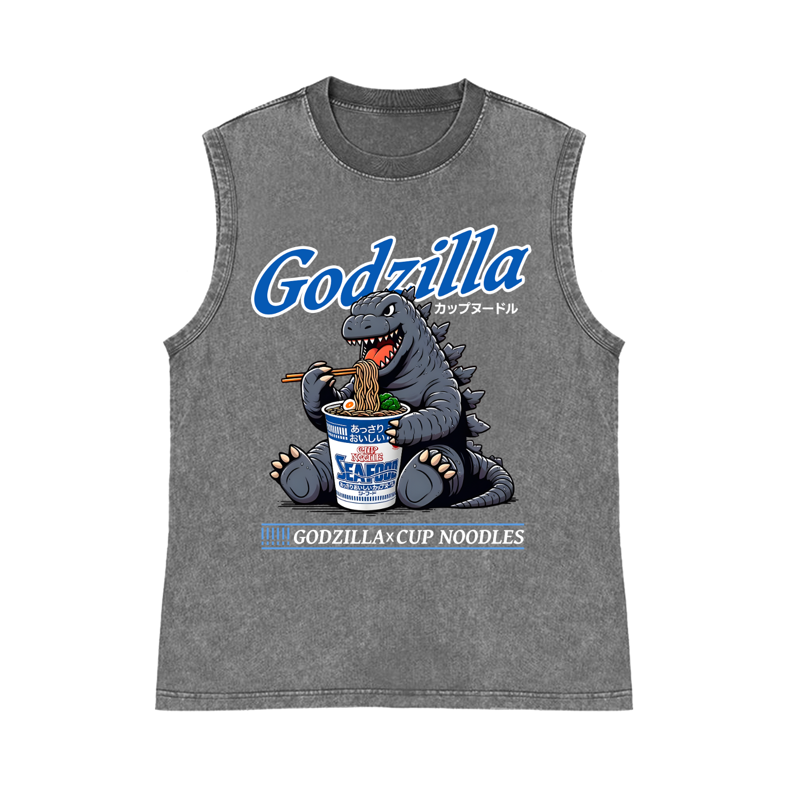 Kaiju Cup Noodles Pure Cotton Wash-Dyed Sleeveless Tank Top