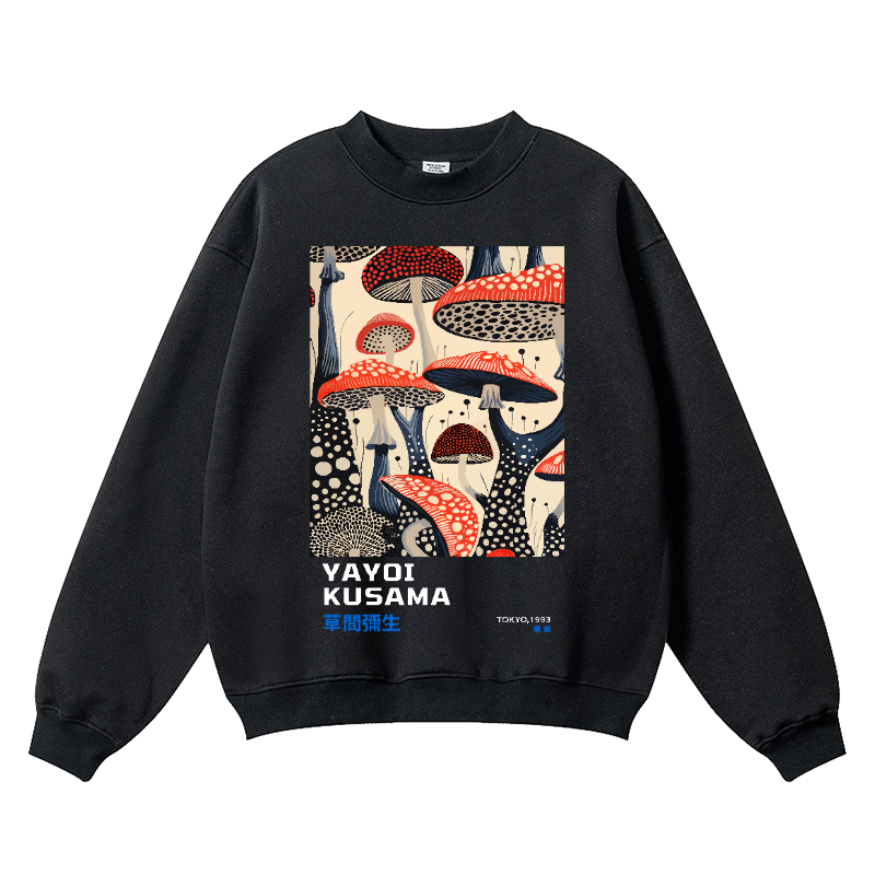 Yayoi Kusama Mushroom Vintage Cotton Blend Crewneck Sweatshirt