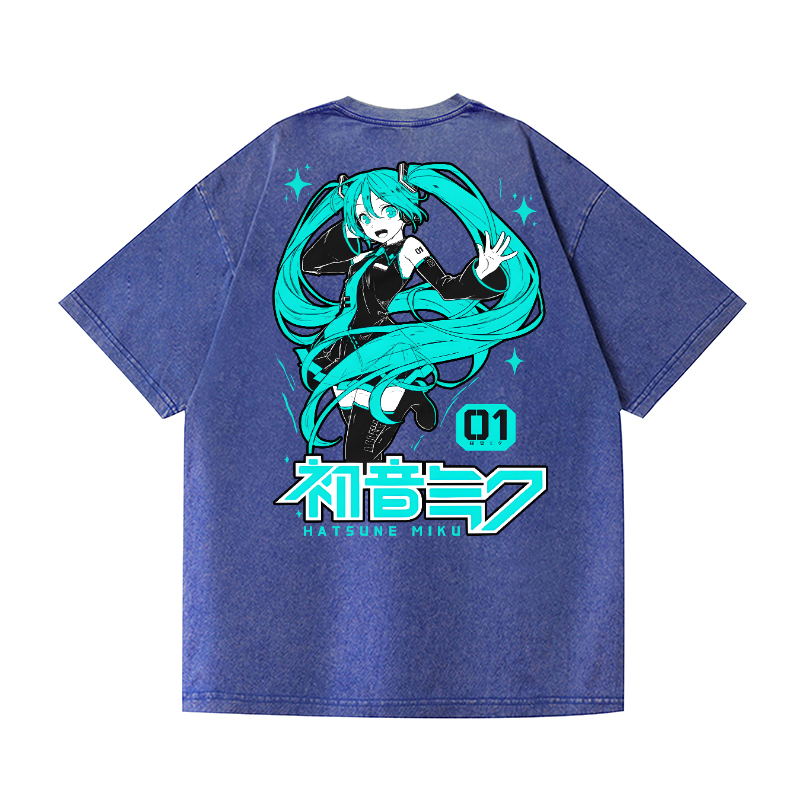Hatsune Miku Vintage Wash Japanese Design Back Art T-Shirt