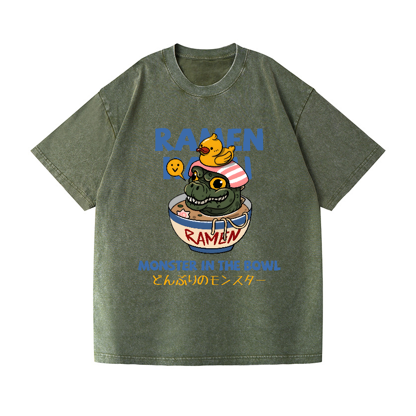 Ramen Kaiju Vintage Wash Japanese Design T-Shirt