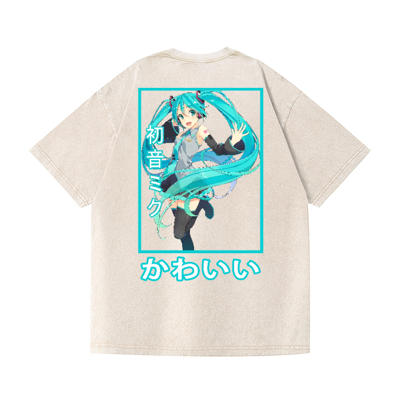 Hatsune Miku Vintage Wash Japanese Design Back Art T-Shirt