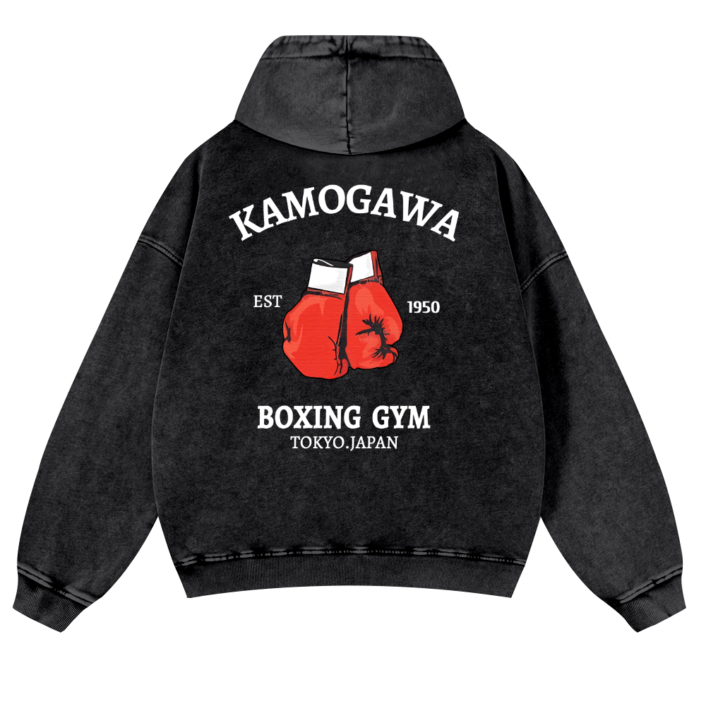 Kamogawa Vintage Washed Cotton Back Art Hoodie