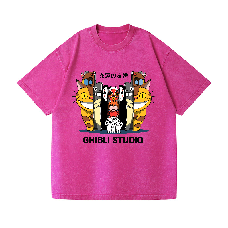 Ghibli Totoro No Face Kaonashi Anime Vintage Wash Japanese Design T-Shirt