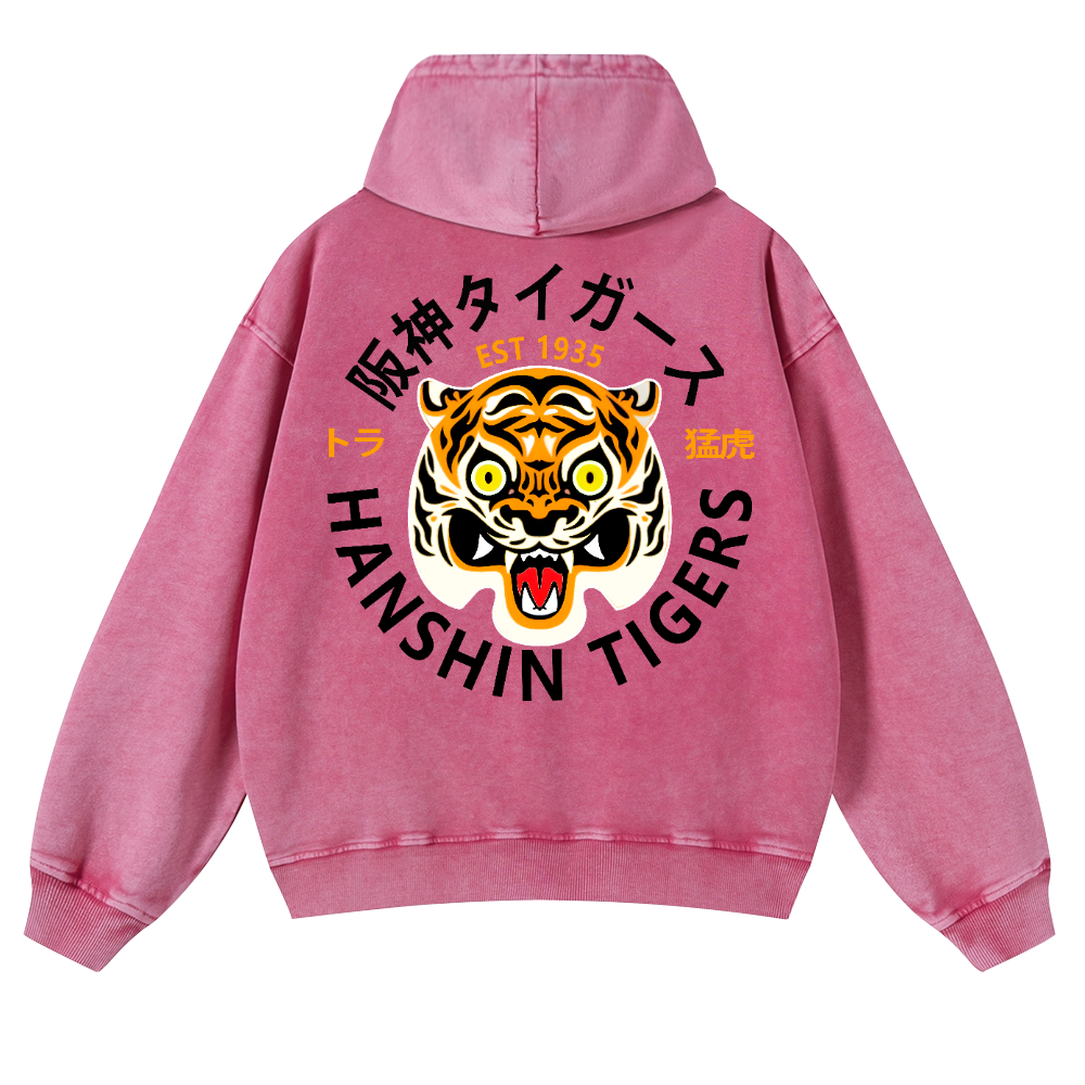 Hanshin Tigers Vintage Washed Cotton Back Art Hoodie