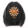 Catdog Vintage Cotton Wash Crewneck Long-Sleeve T-Shirt