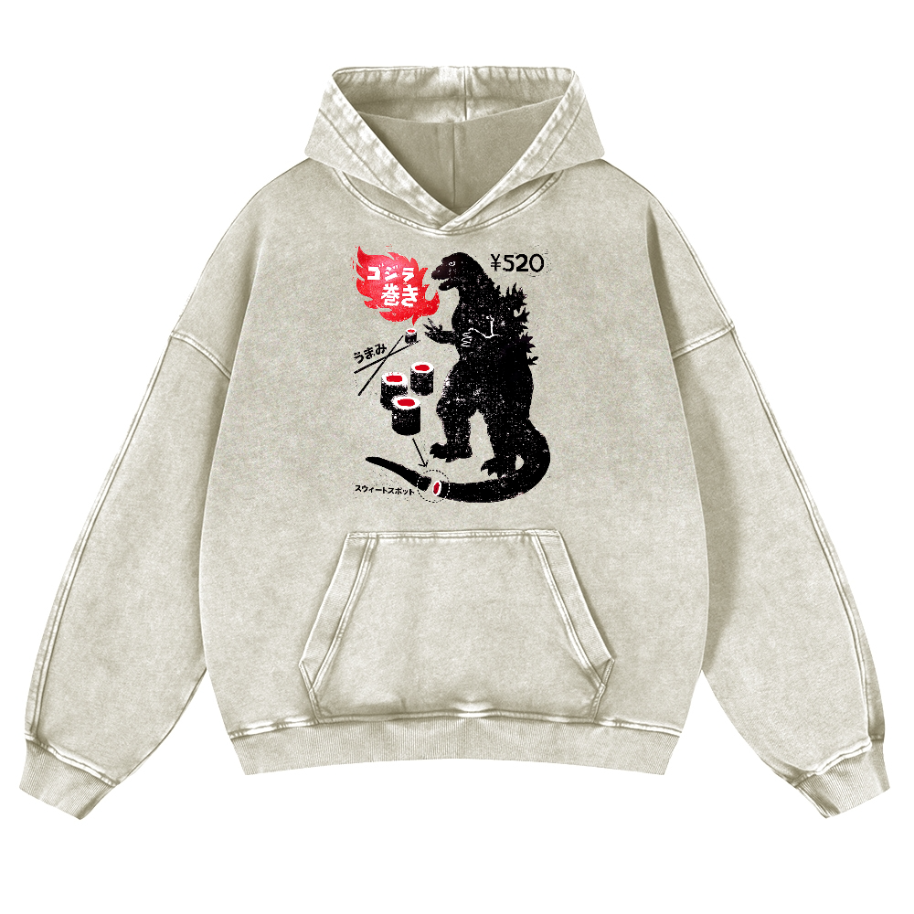 Sushi Kaiju Vintage Washed Thick Cotton Hoodie