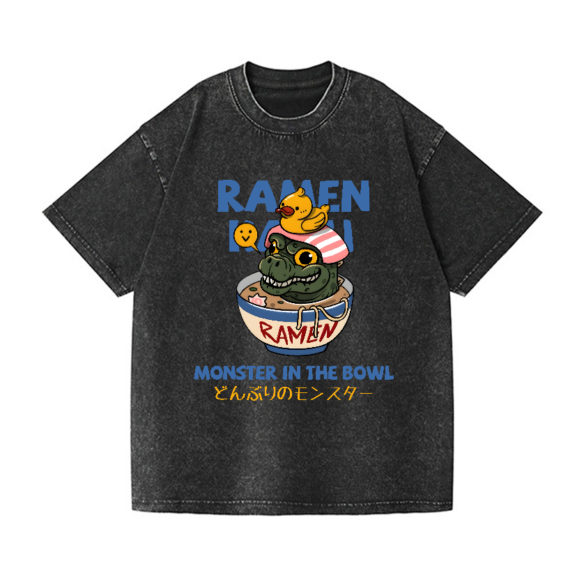 Ramen Kaiju Vintage Wash Japanese Design T-Shirt
