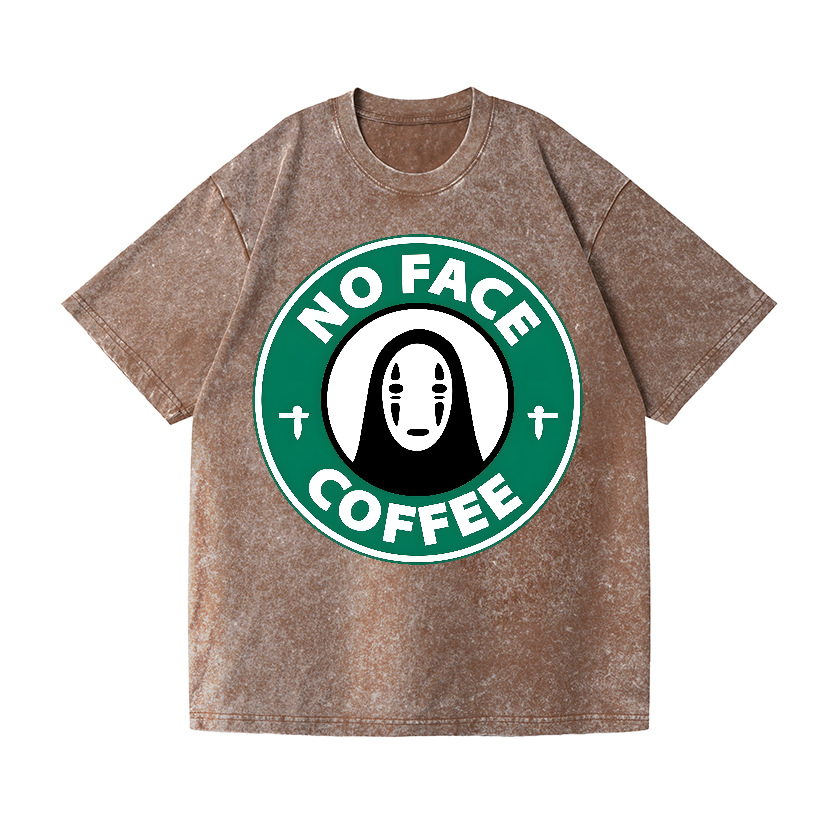 Ghibli No Face Kaonashi Coffee Vintage Wash Japanese Design T-Shirt