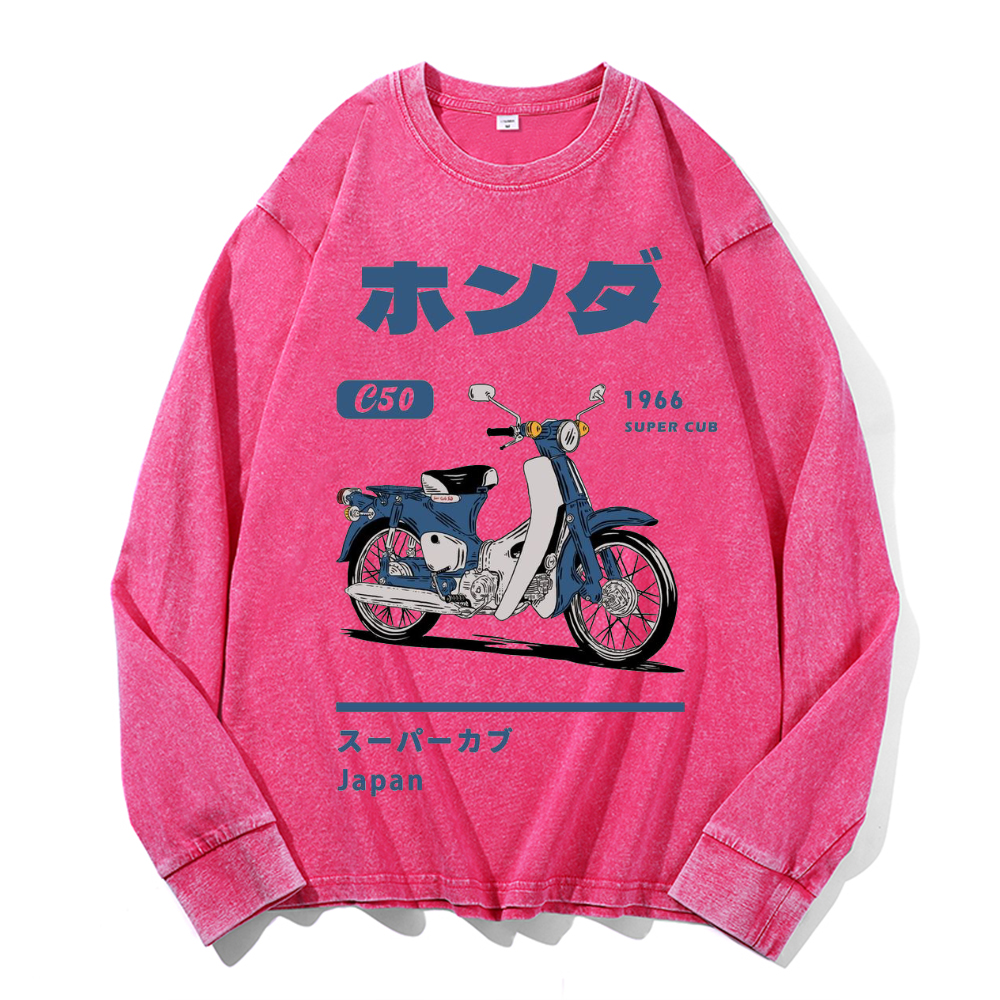 Vintage Cotton Wash Crewneck Long-Sleeve T-Shirt