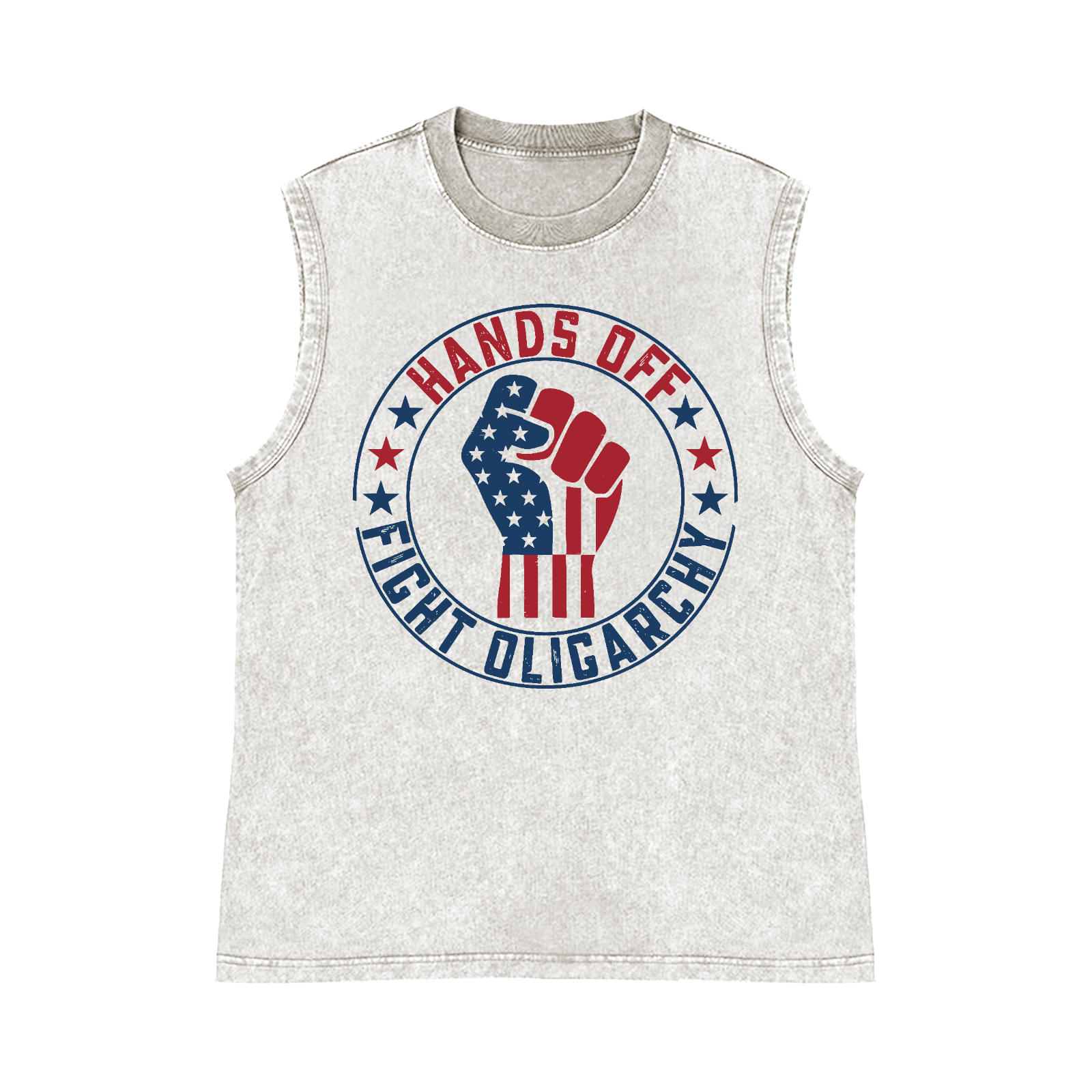 Hands Off Fight Oligarchy Pure Cotton Wash-Dyed Sleeveless Tank Top