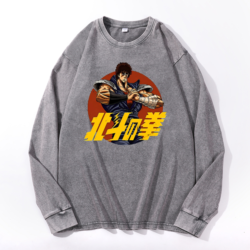 Vintage Cotton Wash Crewneck Long-Sleeve T-Shirt