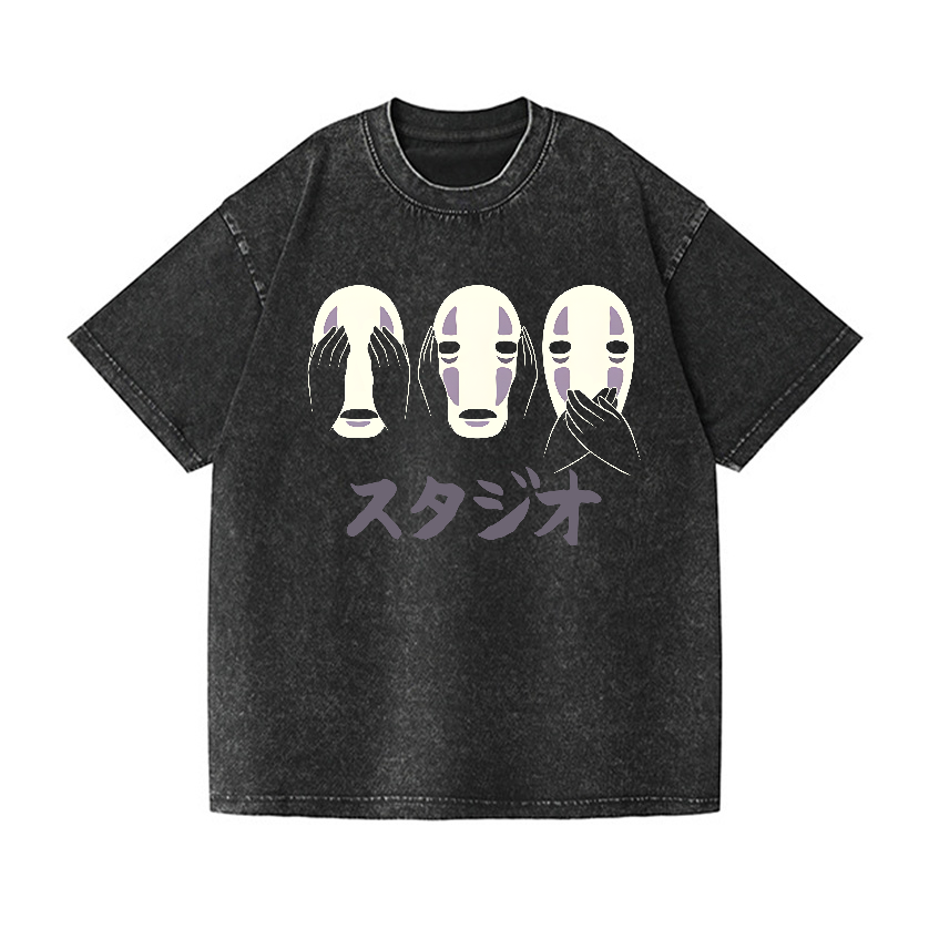 Ghibli No Face Kaonashi Vintage Wash Japanese Design T-Shirt