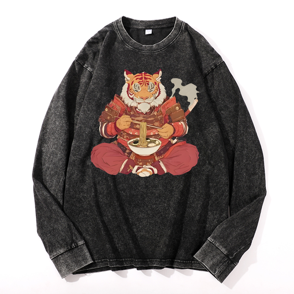 Tiger Ramen Vintage Cotton Wash Long-sleeve T-shirt